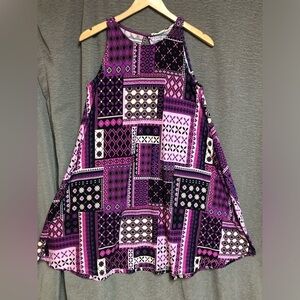 Bobby Brooke small tent dress geometric design with purple navy white black